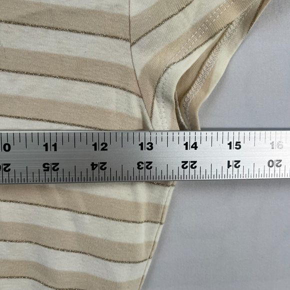 Ann Taylor Yellow White Stripe Short Sleeve Scoop Neck Classic T Shirt Women XS - Picture 6 of 7